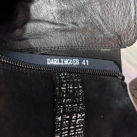 Darling Deb Minx Women Black Grey Tweed Ankle boot  3 1/2 heel Size 41 - Picture 4 of 6